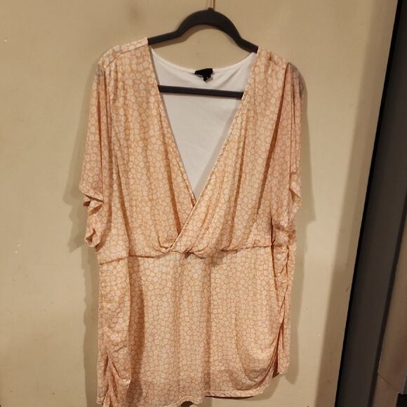 Torrid Orange Wrap Blouse Short Sleeve Relaxed - Picture 1 of 5